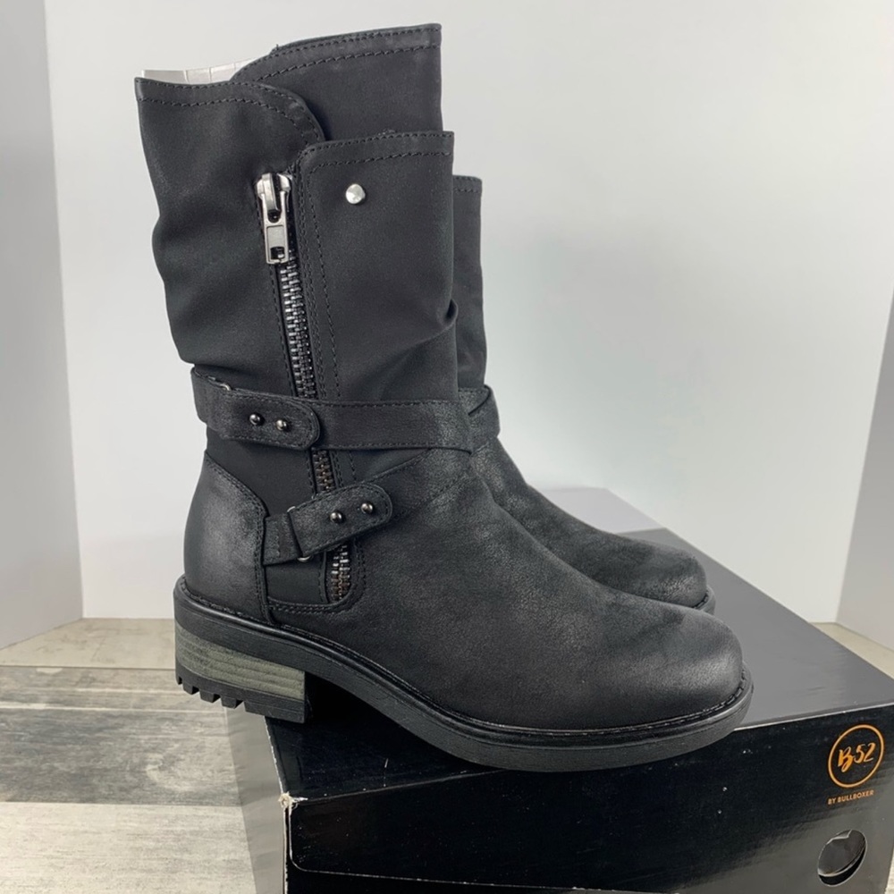 NIB B52 by BULLBOXER Black Combat Boots Jury Zip